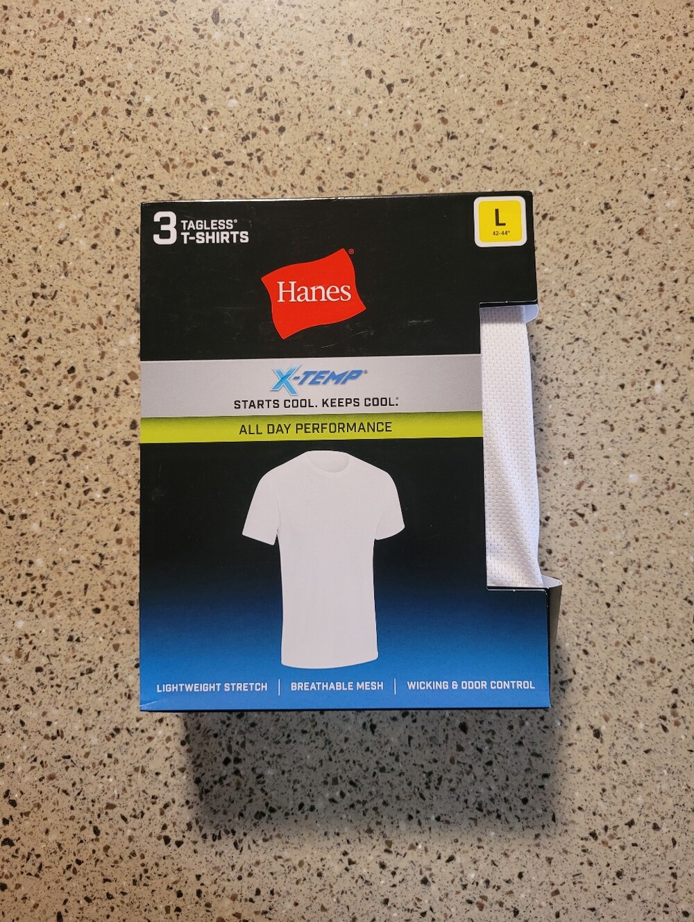 3-Pack Hanes X-Temp Mens Large (42-44) Keep Cool Performance Tshirts White White